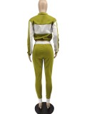 Winter Color Block Regular Shirt and Pants Two Piece Set