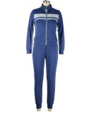 Spring Blue Stripes Jacket and Sweatpants Sportswear Wholesale Distributors