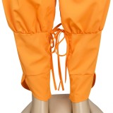 Spring Orange Loose and Tight Ripped Trousers