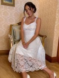 Summer White Lace Wedding Vintage Strap Bridemaid Dress