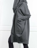 Winter Casual Gray Zipper Oversize Long Sleeve Loose Hoodies
