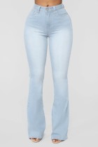 Fall Sexy Light Blue Low Waist stretchy Flare Jeans