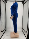 Winter Casual Plus Size Blue Long Sleeve Zipper Hoodies and Match Sweatpants Two Piece Set Tracksuit Vendors