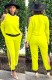 Spring Sxey Yellow Rhinestone Cut Out Long Sleeve Round Neck Top And Pant Wholesale 2 Piece Sets