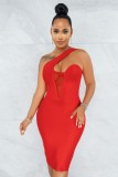 Summer Sexy Red Cut Out With Mesh Sleeveless Dress