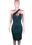 Summer Sexy Green Cut Out With Mesh Sleeveless Dress