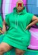 Spring Green Pocketed Sleeveless Hoody Sweatshirt Dress