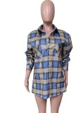 Sring Casual Plaid Button Up Long Sleeve Loose Blouse Coat