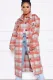 Winter Fashion Plaid Long Sleeve Button Open Long Coat