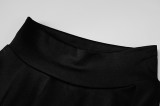 Spring Sexy Black Round Neck Zipper Slit Long Sleeve Bodycon Dress