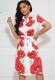 Summer Fashion Print With Belt Short Sleeve Dress