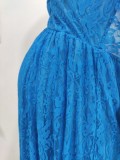 Summer Elegant Blue Lace Off Shoulder Mesh Maternity Long Dress