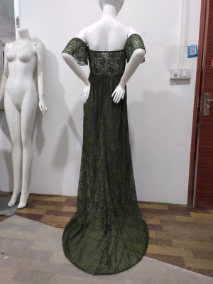 Summer Elegant Green Lace Off Shoulder Mesh Maternity Long Dress