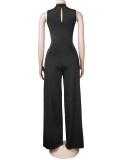 Summer Sexy Black Sleeveless Top And Wide Pant Wholesale Womens 2 Piece Sets