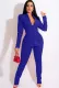 Spring Blue Deep-V Sexy Bustier Blazer and Pants Two Piece Set