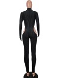 Spring Black Sexy Striped Cut Out Long Sleeve Party Jumpsuit