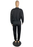 Spring Casual Black Crop Cheap Yoga Bra Solid Baseball Jacket And Sweatpants 3Pcs Set Tracksuit Vendors