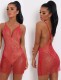 Summer Sexy Red Sequins V Neck Straps See Through Club Dress