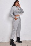 Spring Sportswear Vendors Gray Crop Tank Long Sleeve Hoody Cape Top And Sweatpants 3 Pcs Set