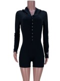 Spring Sexy Black Letter Butt Patch Hoody Romper Pajama