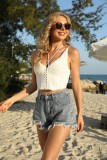 Spring Sexy White Knited Sleeveless Top