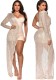 Spring Sexy Beige One Sided Formal Dress With Off Shoulder Romper Two Piece Sets