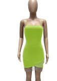 Summer Sexy Green Straps Wrapped Fringe Party Dress