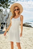 Summer Fashion White Mesh Straps Sleevelesss Beach Dress
