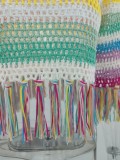 Summer Rainbow Crochet Islander Tassel Crop Top