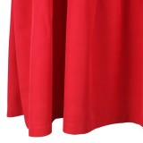 Summer Plus Size Red Slash Neck Short Sleeve Midi Loose Casual Dress