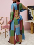 Spring Casual Multicolor Check Printed Full Sleeve Slit Long Coat