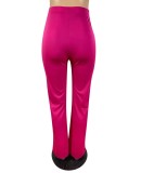 Spring Fashion Pink Button Designed High Wasit Pant