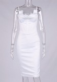 Summer Women White Bustier Midi Strap Club Dress