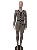 Spring Women Print Button Up Tight Fitting Party Jumpsuit