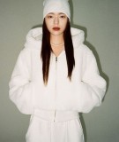 Winter Women Casual White Zipper Up Long Sleeve Short Fleece Hoody Coat