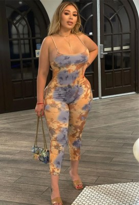 Summer Sexy Print Straps Sleeveless Jumpsuit