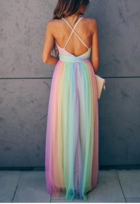 Summer Elegant Tie Dye Mesh Sleeveless Long Sleeve Photography Maternity Long Dress