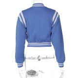 Winter Fashion Sport Blue Button Open Long Sleeve Jacket