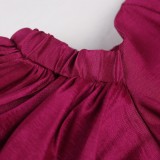 Spring Sexy Pink Off Shoulder Puffed Sleeve Slim Midi Dress