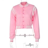Winter Fashion Sport Pink Button Open Long Sleeve Jacket