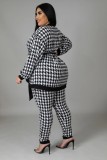 Spring Plus Size Fashion Print Long Sleeve With Belt Top And Pant Wholesale 2 Piece Outfits