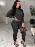 Women Spring Black Fuzzy Top and Pants Two Piece Set