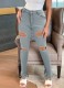 Winter Women Sexy Plus Size Light Color High Waist Ripped Hole Fringe Tassels Slim Fit Jeans