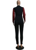 Spring Fashion Red Sequins Zipper Top And Pant Wholesale Women'S Two Piece Sets