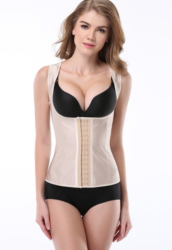 Women Beige Straps Rubber Bodyshaper Underbust Waist Corset