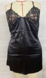 Plus Size Women Sexy Black Lace Lingerie Dress