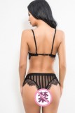 Women Black Lace Sexy Bra and Panty Valentine Lingerie Set