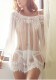 Women White Sexy Lace Patch See Through Mesh Valentine Lingerie Set