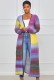 Women Spring Rainbow Ribbed Long Cardigans