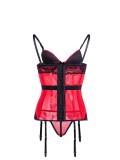 Women Red Mesh Two Piece Plus Size Garter Lingerie Set